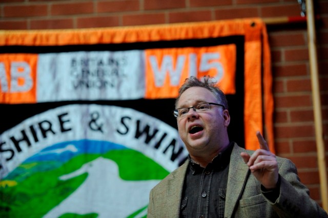 Andy Newman Labour candidate for Chippenham  speaking at GMB public meeting copyright Pete Dewhirst,